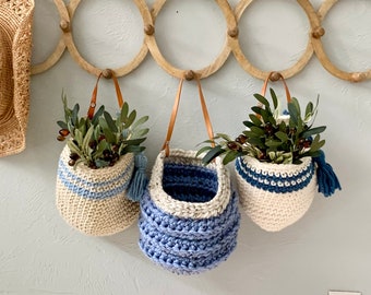 Crochet Hanging Basket  / Hanging Basket Storage  / Hanging Basket / Camping Basket  / Planter Basket / Hanging Bag / Woven Basket