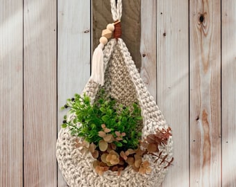 Crochet Hanging Basket / Hanging Basket / Hanging Planter / Crochet Teardrop / Storage Basket / Planter Basket / Plant Hanger / Hanging Bag