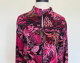 Contrarie Fuchsia Floral Zip Up Jacket - Paris - Size 11