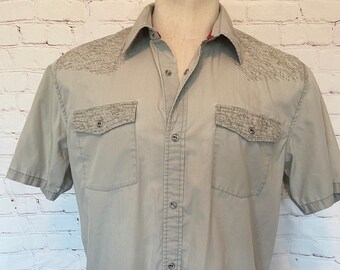 90s -  Quiksilver Gray Short Sleeve Shirt - Large