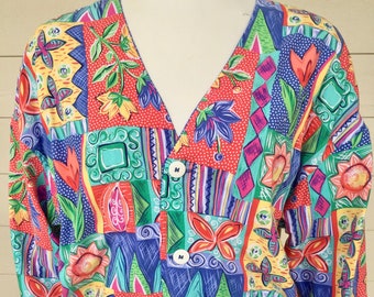 90's Reversible Lightweight Bright Print - Womens Jacket Size Medium