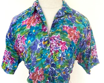 80's Just Class - Womens Floral Tie Crop Top