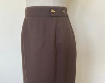 80's Valentino Miss V - Brown Virgin Wool Skirt - Euro size 40/8 - US Xsmall