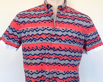 90's Mens Surf Shirt - Neon Colors - Size Large - Tidal Wave - Tropicalia brand