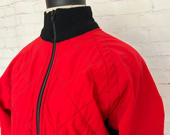 80's Cycling Jacket - Quilted Lightweight - Unisex -Tommaso - Red & Black - Size Small or Euro 2
