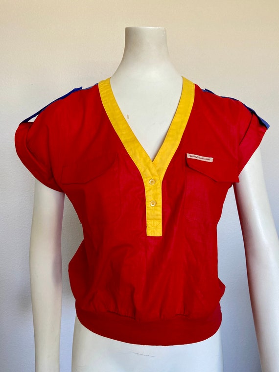 70's Gloria Vanderbilt - Short Sleeve Shirt - Pri… - image 1