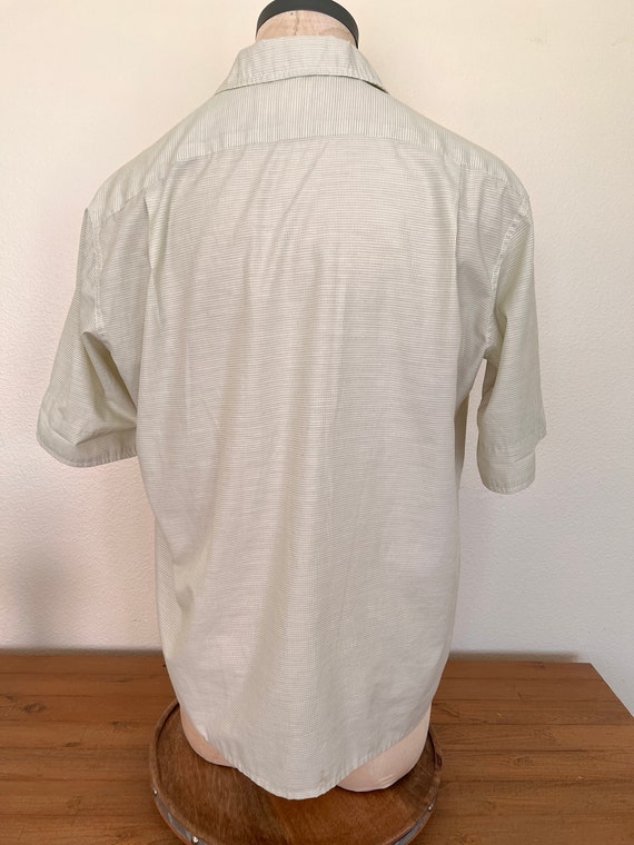 90's Mens Short Sleeve Shirt - Handmade - Pale Gr… - image 5