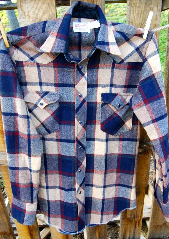 Mens Wrangler 1950's Wool Plaid Shirt