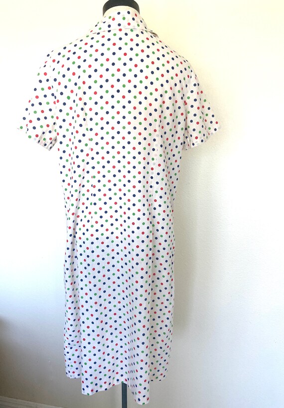 60's Dress -Sears Zip Up Polka Dot Duster Style  … - image 7