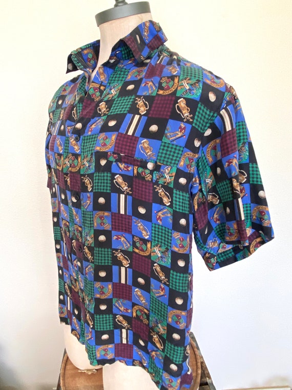 80's Silk Golf Mens Shirt - Addiction - Size Medi… - image 2