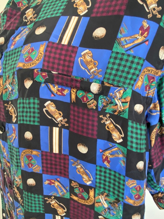 80's Silk Golf Mens Shirt - Addiction - Size Medi… - image 3