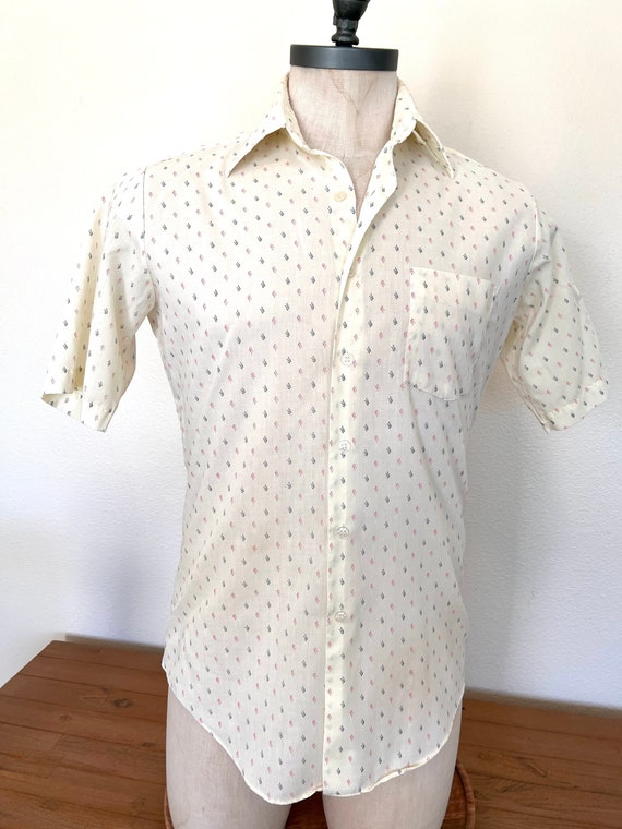 70's Wedgefield - Short Sleeve Shirt - Pale Yello… - image 1