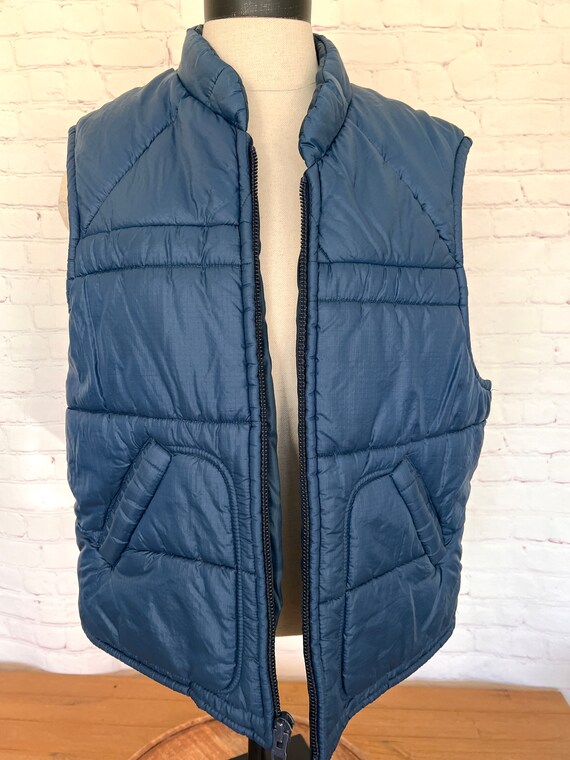 80's Blue Puffer Vest Sears Mens Store Size Large Gem