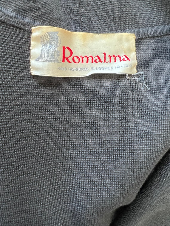 60's Black Crop Jacket with Satin Bow - Romalma -… - image 6