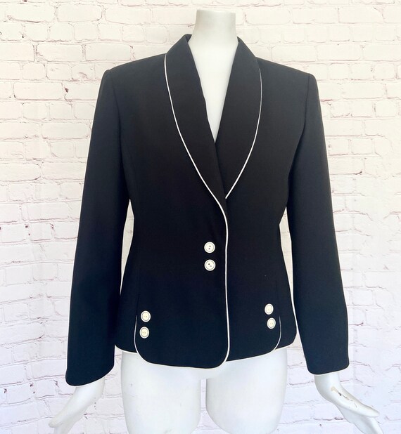 Adolfo Black & White Blazer - Petite 8