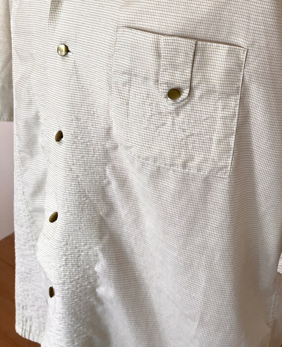 90's Mens Short Sleeve Shirt - Handmade - Pale Gr… - image 2