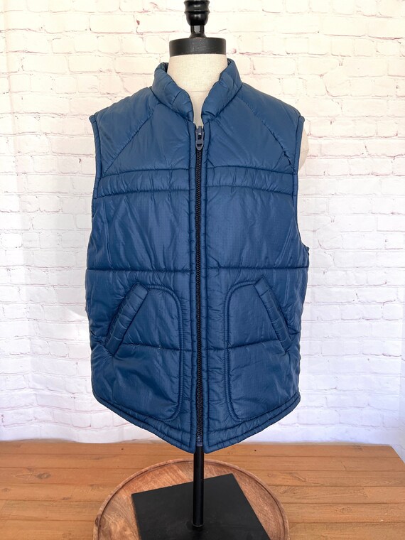 80's Blue Puffer Vest Sears Mens Store Size Large Gem