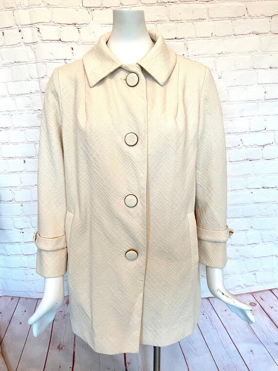 60s Unique White Textured Coat/Jacket/Raincoat - … - image 1