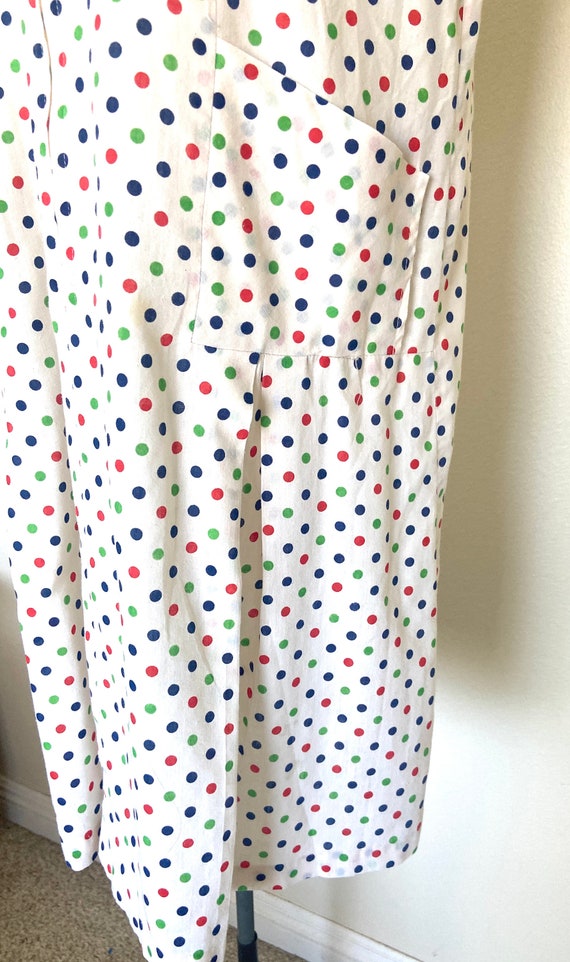 60's Dress -Sears Zip Up Polka Dot Duster Style  … - image 5