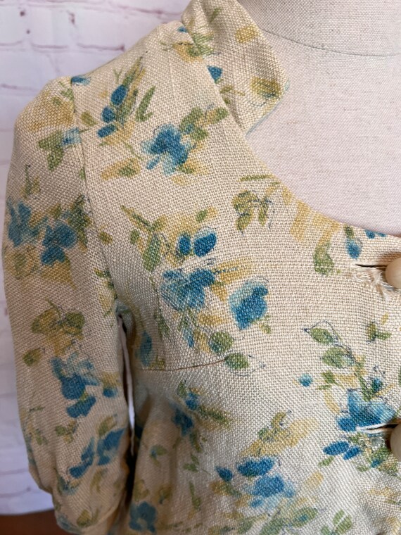 70's Soft Burlap Crop Button Up Blouse - Size Sma… - image 4