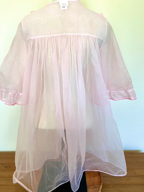 60's Sheer Pink Chiffon Robe - Size Medium - Mont… - image 10