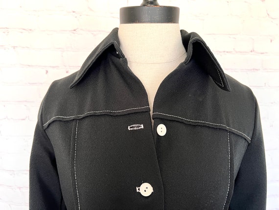 70's Black Jacket/Shirt - Womens Polyester - NPC … - image 7