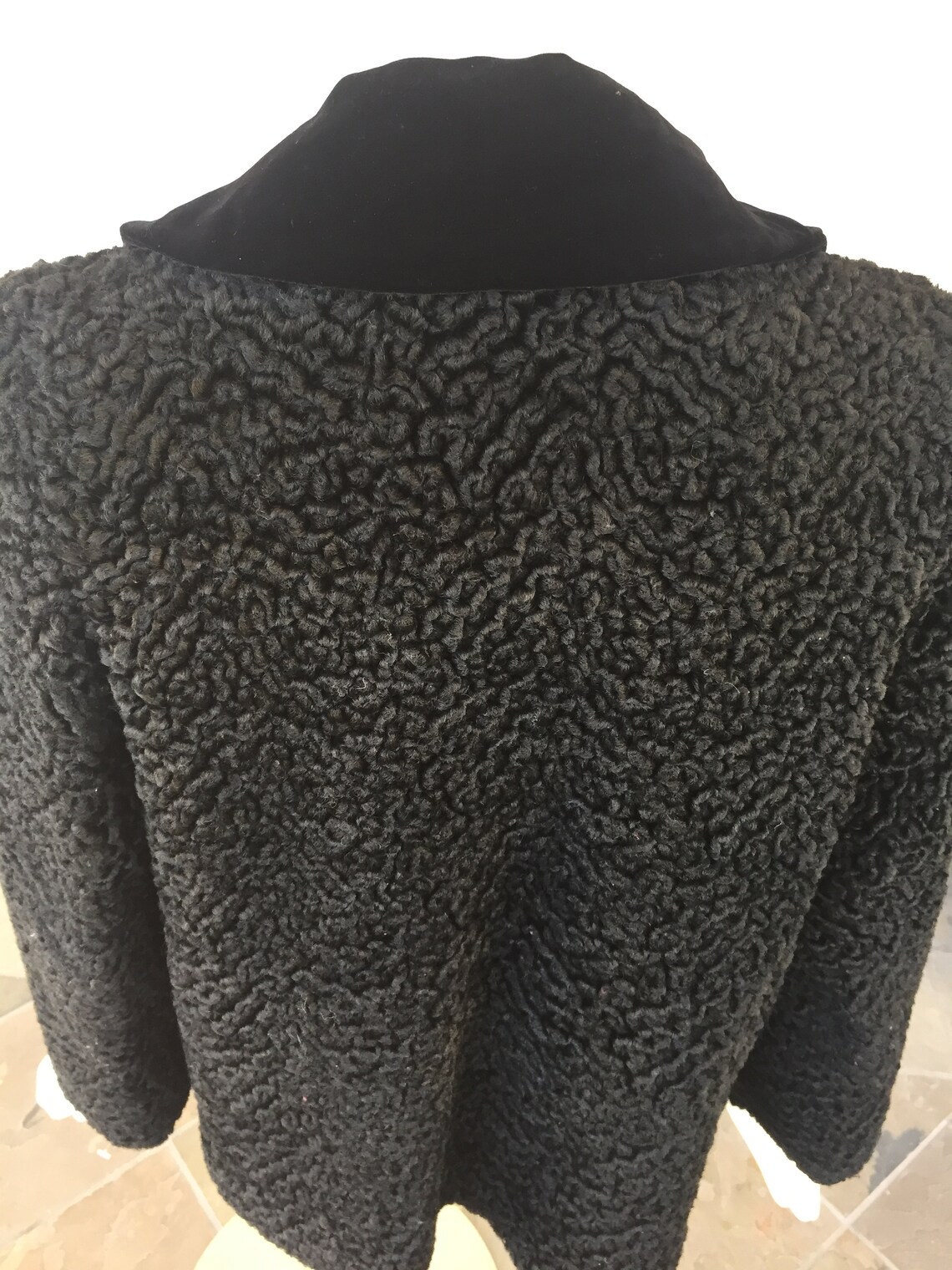 50's Curly Lambs Wool Crop Style Short Black Coat - Etsy