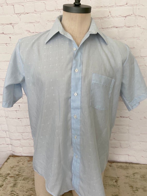 80 s Arrow Kent Light Blue Mens Short Sleeve Shirt Large Etsy