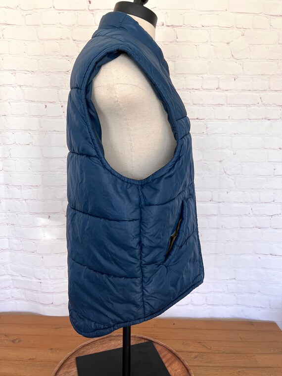 80's Blue Puffer Vest Sears Mens Store Size Large Gem