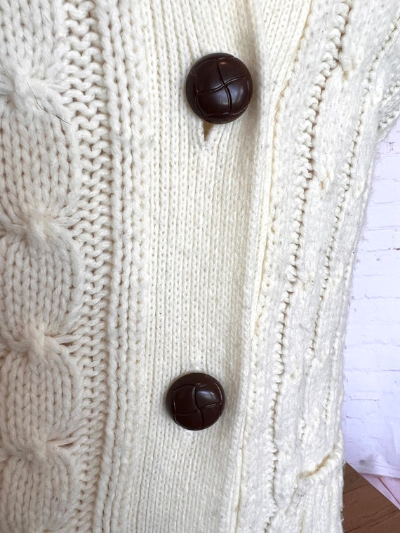 80's Sweater Vest - Button Up - Cable Knit - Size… - image 7