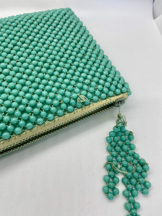 Mint Green Beaded Clutch - 1960s