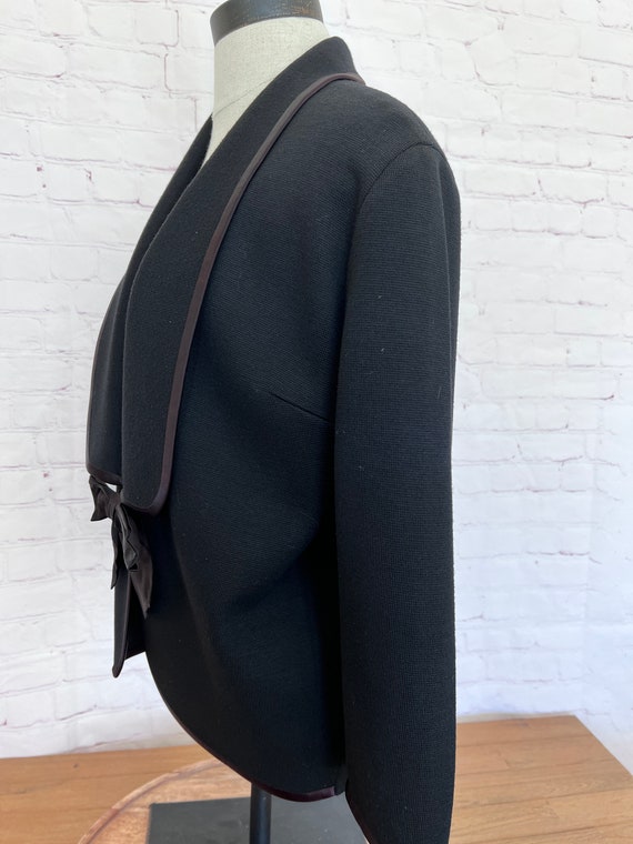 60's Black Crop Jacket with Satin Bow - Romalma -… - image 4