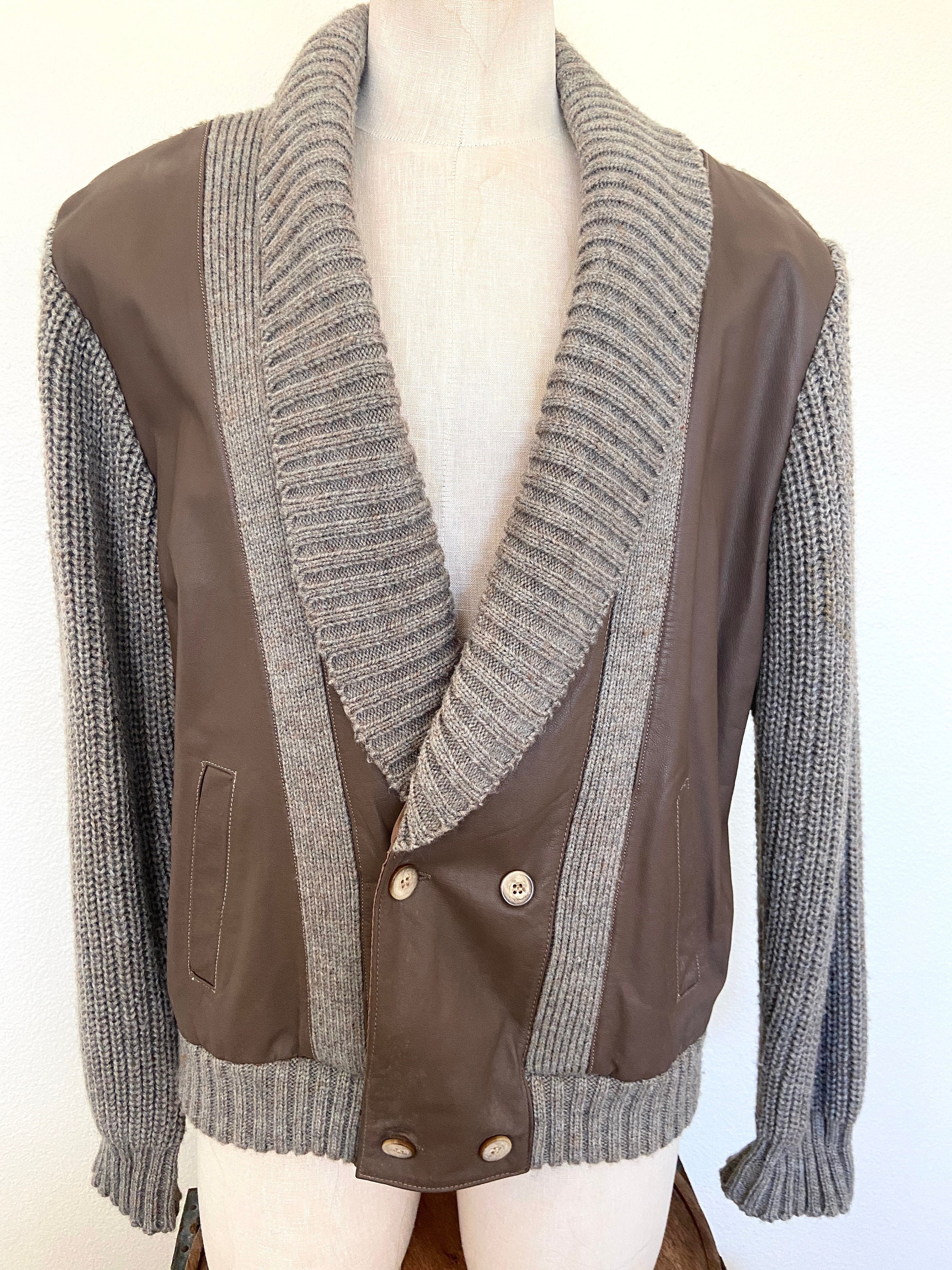 Leather Knit Sweater - Etsy