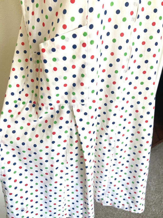 60's Dress -Sears Zip Up Polka Dot Duster Style  … - image 4