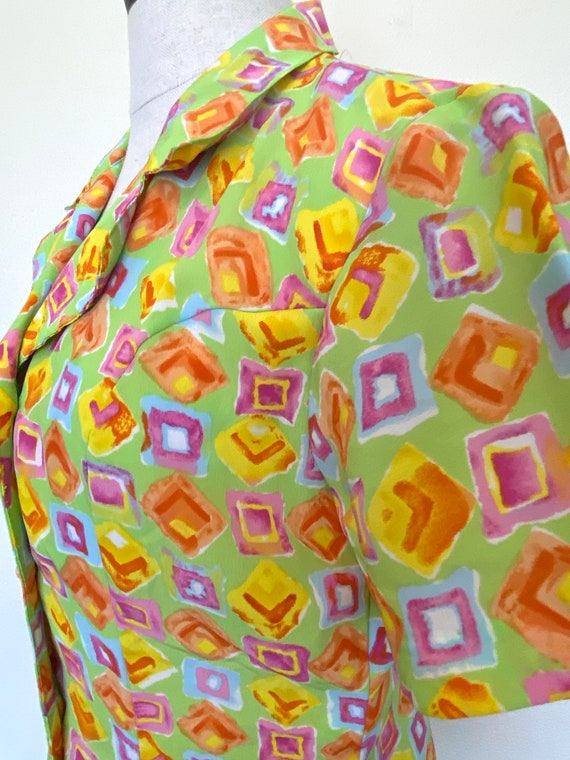 80s Mod Bright Abstract Print Blouse -  Mila Crea… - image 5