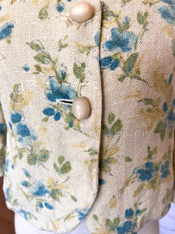 70's Soft Burlap Crop Button Up Blouse - Size Sma… - image 8