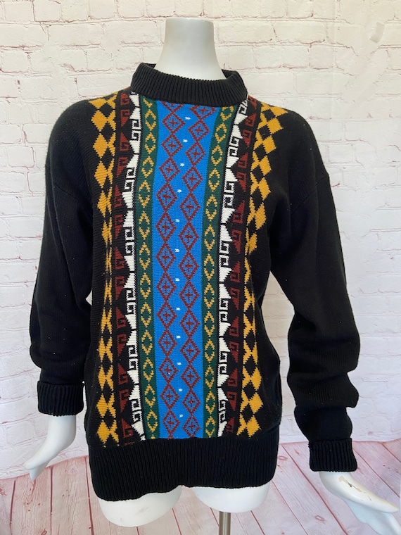 Crushed Smocked Sleeve Tribal V-Neck main image 0