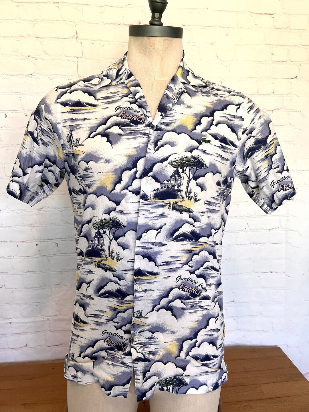Lacoste Hawaiian Style Short Sleeve Shirt - Greeting From France