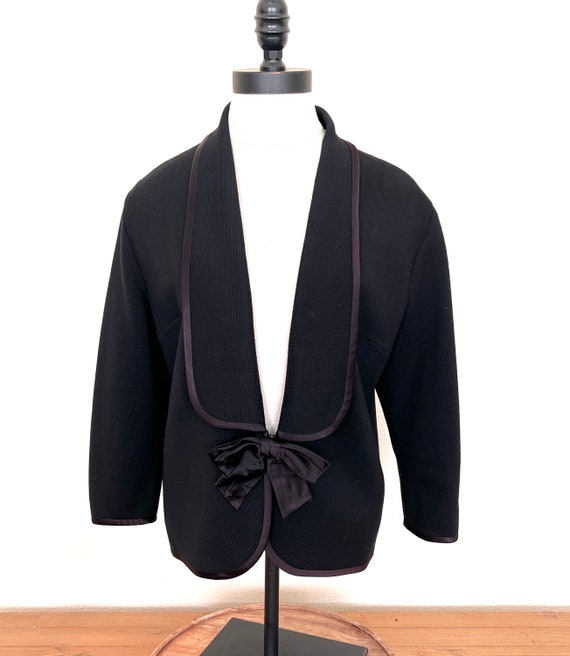 60's Black Crop Jacket with Satin Bow - Romalma -… - image 9