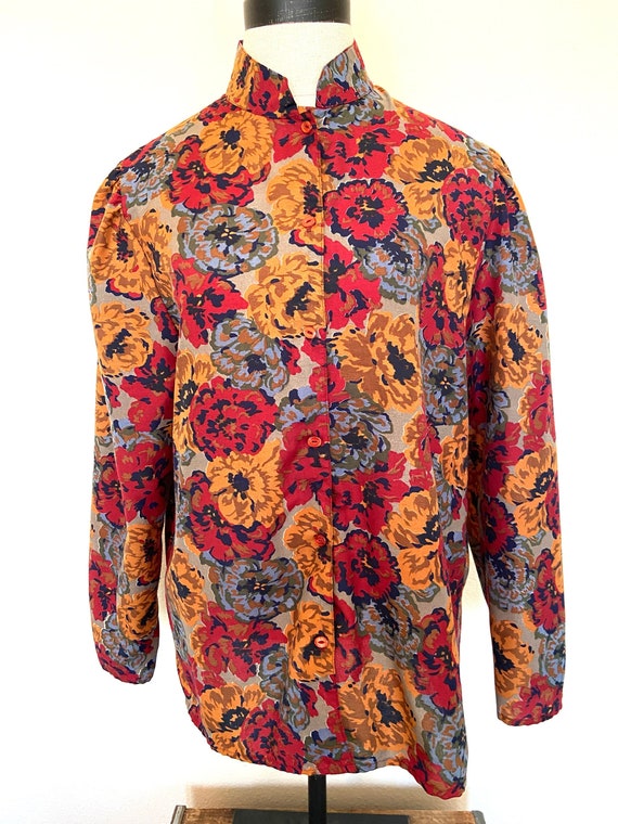 80's Neru Style Womens Blouse - Fall Colors - Size