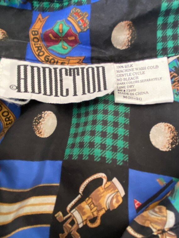 80's Silk Golf Mens Shirt - Addiction - Size Medi… - image 7