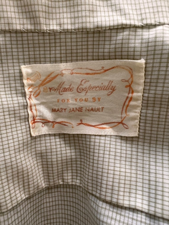 90's Mens Short Sleeve Shirt - Handmade - Pale Gr… - image 9