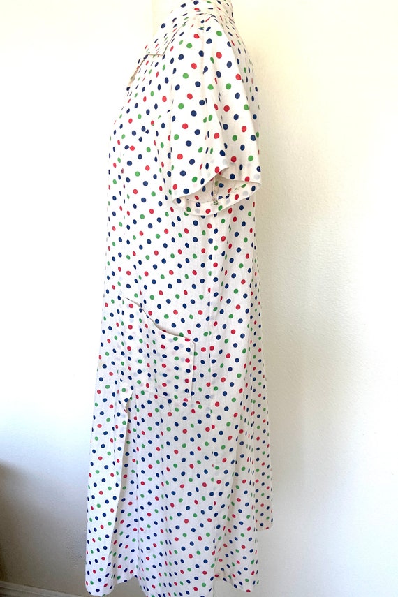 60's Dress -Sears Zip Up Polka Dot Duster Style  … - image 6