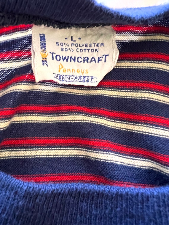 70's Striped T-Shirt - Towncraft Penneys - Size Large - Gem