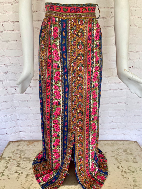 70's - Boho Maxi Skirt - Button Down Front - David