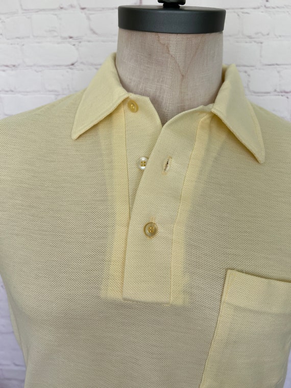 70's Kings Road Mens Yellow Polo - Size Large - S… - image 6