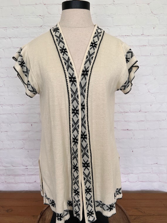 70's Aztec Print Cardigan - Short Sleeve - Penrose