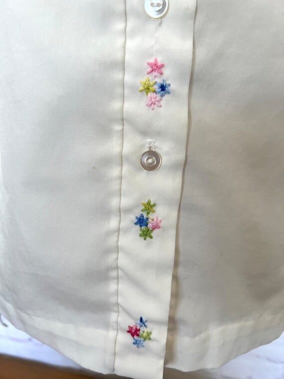 70's Embroidered Off White Blouse - Unique - Size… - image 5