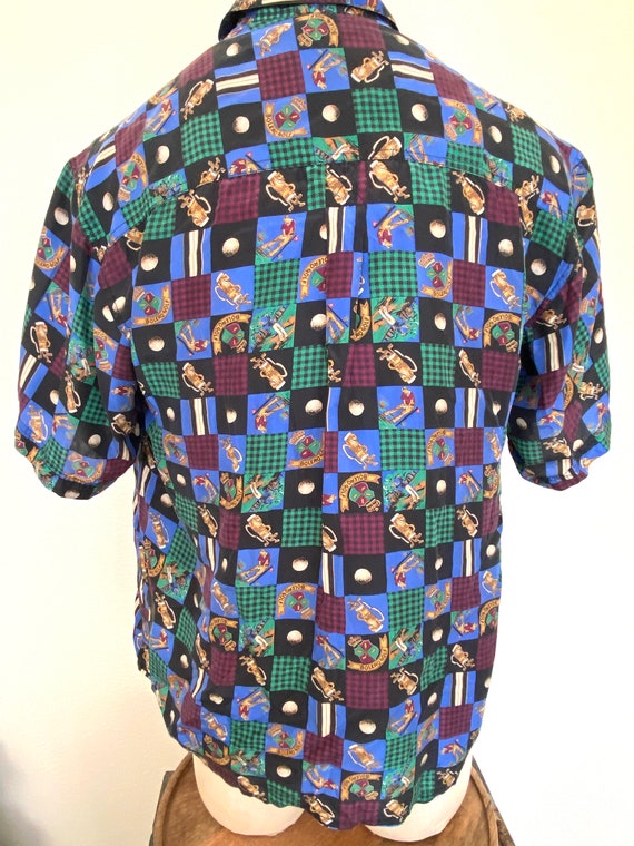 80's Silk Golf Mens Shirt - Addiction - Size Medi… - image 5