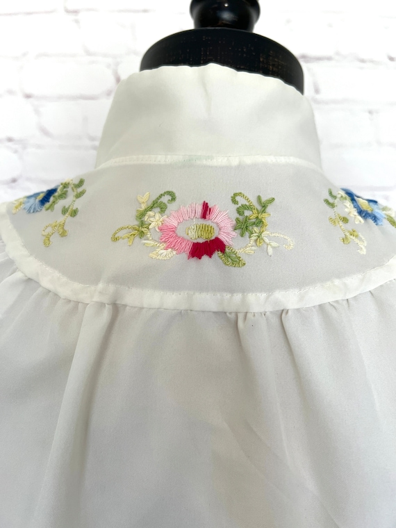 70's Embroidered Off White Blouse - Unique - Size… - image 6